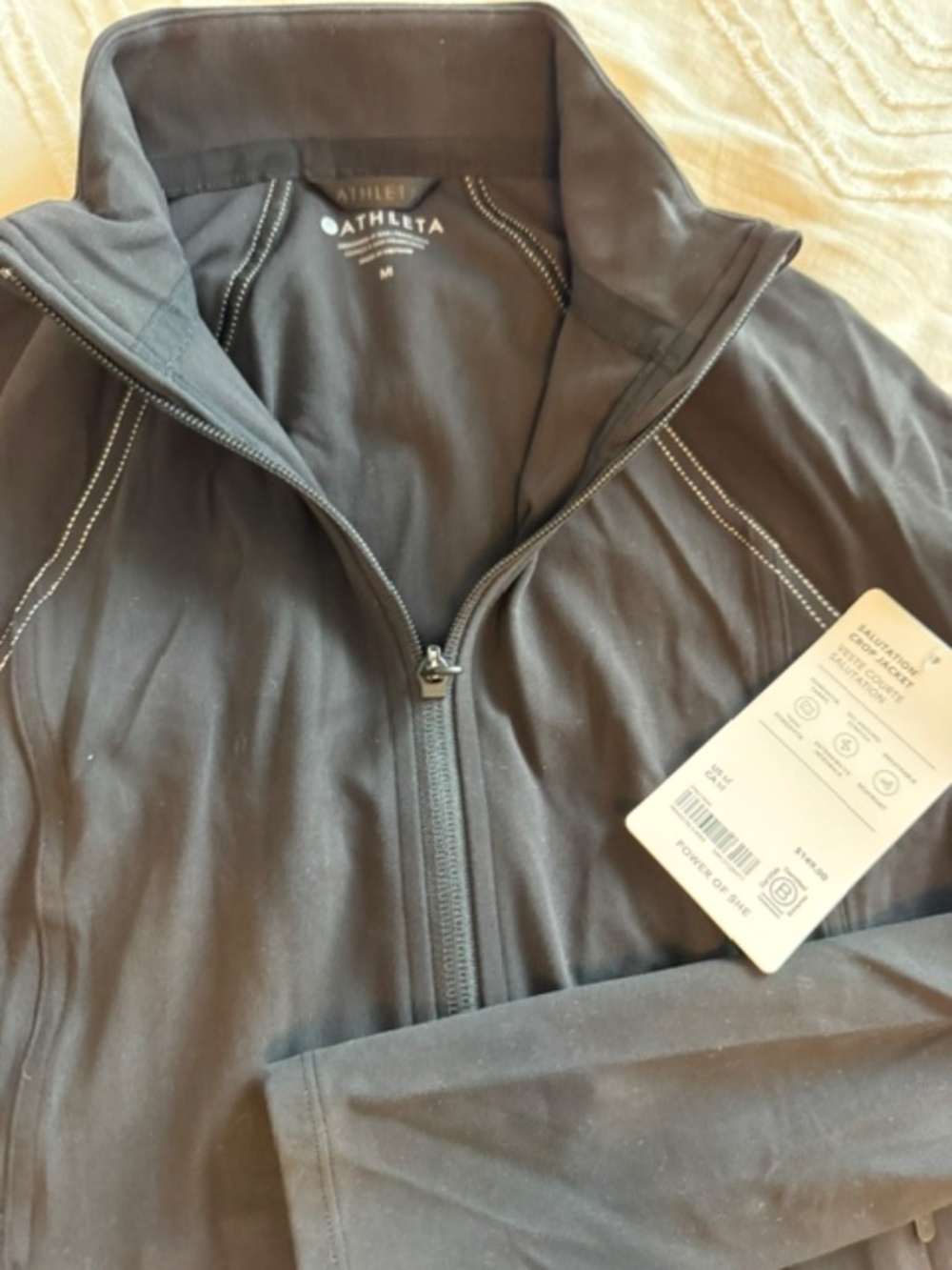 ATHLETA SALUTATION Crop Jacket & 7/8 Tight Black - Set M - S